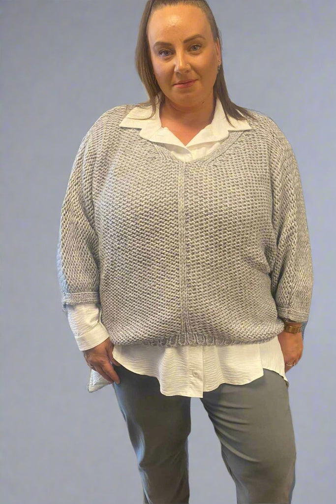 Verity Soft Grey Knit Alpaca Sweater