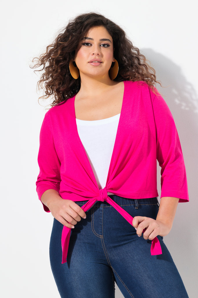 Ulla Popken Versatile Wrap Tie Hem Fuscia Bolero Top