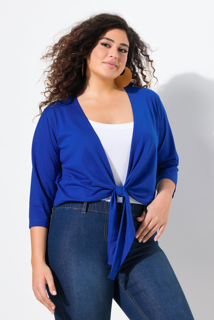 Ulla Popken Versatile Wrap Tie Hem Bolero Top