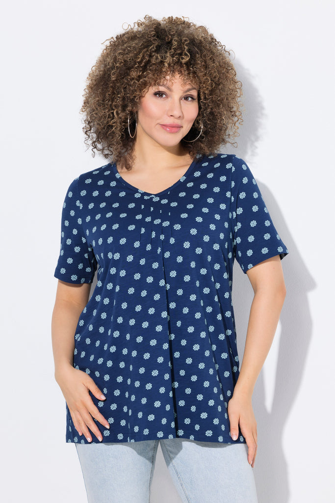 Ulla Popken Pleated V neck Top
