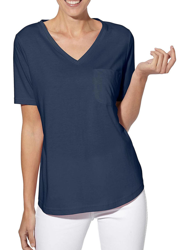 Chloe Navy Plus Size V Neck Tee