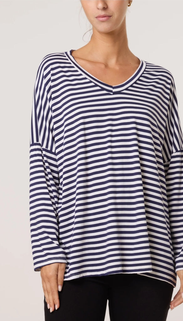 Verity Navy Stripe Top